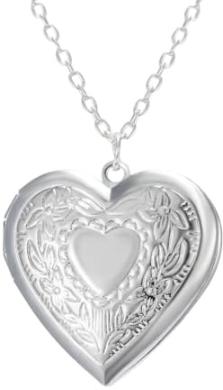 WZGWDC Collier médaillon en Forme de cœur pour Femmes, Pendentif Photo de Forme Vintage, Collier pour Couple, Qui Contient des Photos
