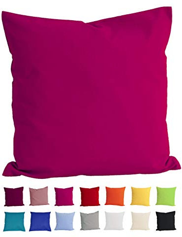 beties Basic Kissenbezug ca. 80x80 cm Kissenhülle 100% Baumwolle in vielen fröhlichen Uni-Farben (pink)
