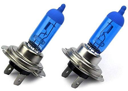 INION 2x Stück H7 12V 55W Halogen - Birne in Xenon Look - Licht - Leuchten - Lampe Blau-Weiß -PX26D Xenon Optik Lampen Glühlampen Super White Birnen Autolampen