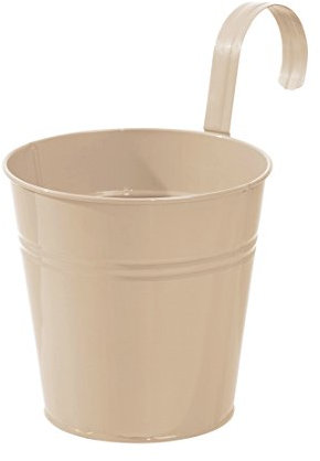 Dehner Pflanztöpfchen mit Bügelhalter, Ø 19 cm, Höhe 19 cm, Zink, beige