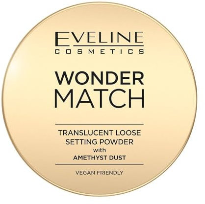 Eveline Cosmetics Wonder Match Amethyst Infused Setting Powder - Transparent, Vegan, Langanhaltendes Make-up-Finish