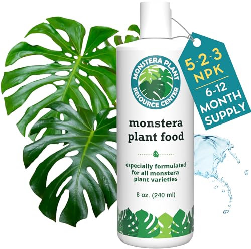 Houseplant Resource Center Monstera Plant Food with NPK 5-2-3 Ratio – Liquid Formulation Supports Optimal Nutrient Dispersal and Balanced Nitrogen Response for Strong Root Growth