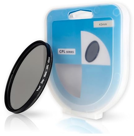 CPL Filtre polarisant, Ø 43 mm, Réflexion Lumineuse perturbatrice minimisée, Clarté Optique et fidélité des Couleurs optimisées, Polarisateur Circulaire Cadre Aluminium, Protection Objectif caméra