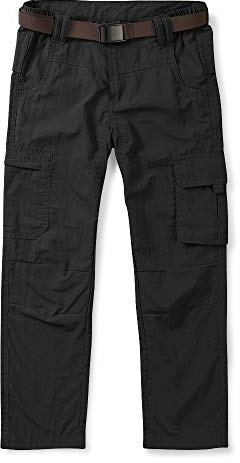 Aeslech Men's & Boys' Lightweight Cargo Work Trousers Quick Dry Outdoor Hiking Walking Pants Elasticated Waist