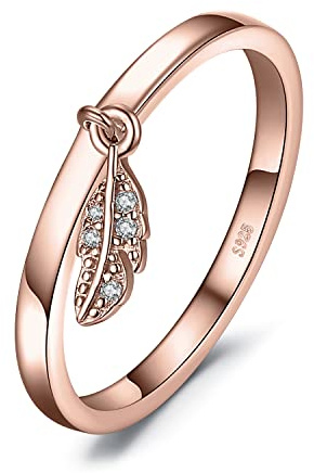 JewelryPalace Verlobungsring Eheringe Ring Silber 925 Damen, Zirkonia Silberringe Trauringe Damenring Vorsteckring Hochzeitsringe Memoirering Ewigkeitsring Band Ringe Set, Damen Schmuck Rosegold 49