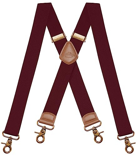 Dresime Bretelle da uomo per pantaloni con 4 ganci, bretelle vintage per uomo e donna elastiche e regolabili a forma di X per uso intensivo