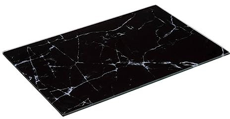 5five - planche à découper verre 30x20cm noir effet marbre