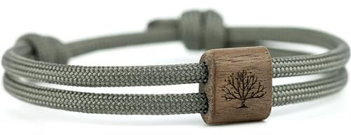 KOMIMAR Holz Surfer Armband Lebensbaum in vielen Farben - Glücksbringer - Geschenkidee - Treibholz Gravurarmband - Wichtelgeschenke - Familienarmband