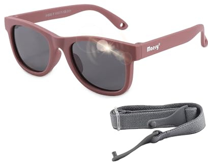 Maesy Occhiali da Sole Neonato e Bambino 0-2 Anni - Lenti Polarizzate UV400 Categoria Filtro 3 - Montatura Flessibile con Fascia Regolabile - Design Quadrato, Sicuri e Confortevoli - Indi, Viola