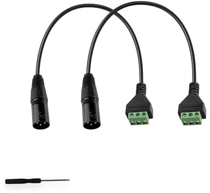 GINTOOYUN XLR Cable 3 Pin XLR Male to 3 Pin Terminal Converter Adapter Cable for Speakers,Microphone,Sound Equipments,Live Performance & Recording(33cm) (Male plug)