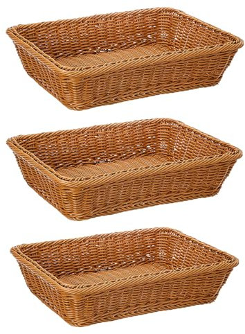 Hotfiary Corbeille à Pain Tissée En Osier Poly, Panier De Service De Nourriture De Table Rectangulaire Pour Fruits, Légumes Et Collations, Panier De Service Tissé Pour Restaurant, Boulangerie