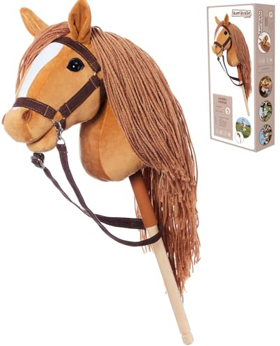 HOPPIHORSE-El Hobby Horse edición Deportiva A3, Caballo de Palo con cabezada, riendas, Correa del Hombro, Cola y empuñadura de Silicona, Hobby Horse de Peluche Caja de Regalo.