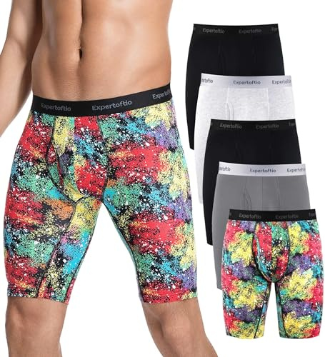 Expertoftio Men’s Underwear Boxers Mens Cotton Long Leg Boxer Briefs Mens Boxers Cotton Boxers for Men Multipack