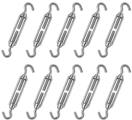 10 Pezzi Tiranti per Filo Acciaio, Tendifilo per Recinzione, Tirante Filo Stendibiancheria Regolabile, Tenditore Cavo Acciaio per Esterno e Interno, per Filo Stendibiancheria e Supporto Piante