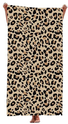 GVMJHYK Serviette de Plage Léopard, Serviettes De Drap de Plage Imprimé Léopard, Rapid Séchage - Homme et Femme - pour Piscine, Plage et Extérieur 75x150 cm
