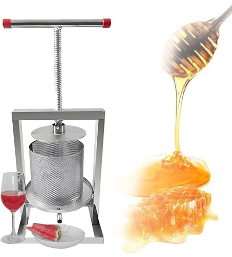 Utrustning för Hushållshonungsutvinning Honungspress I Rostfritt Stål Vaxpress Honungsseparator för Biodling Avtagbar Manuell Honungspress med T-Handtag Lätt Att Rengöra 4L
