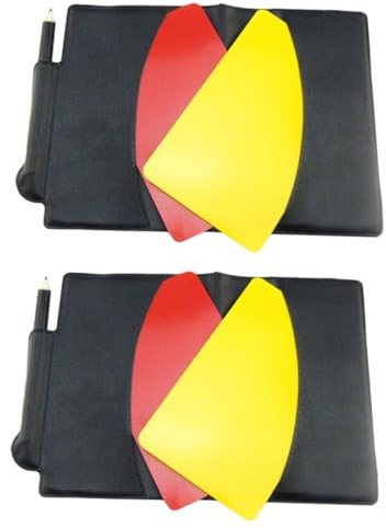 Cabilock 2 Ensembles Kit Arbitre Football Professionnel PVC Cartes Rouge et Jaune Épaisses Portables avec Carnet et Stylo Accessoires Indispensables pour Match