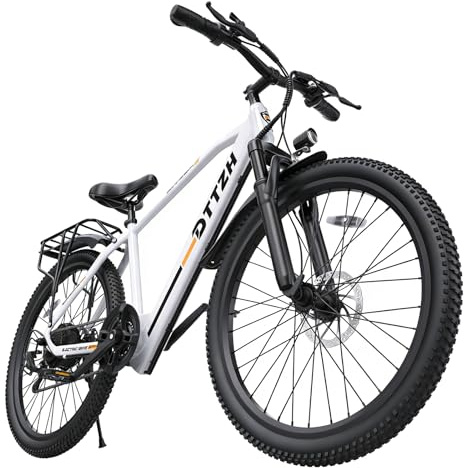 DTTZH Adult Electric Mountain Bicycle, 750W Electric Bike for Adult, 25MPH 500W Motor Long Range Commuter E-Bikes, UL 2849 Certified for Men Women White