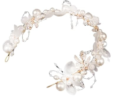 IWOWHERO Tocado de Bolas de Perlas para Fiesta Accesorio de Moda el Cabello Adorno de Novia para Bodas de Diadema