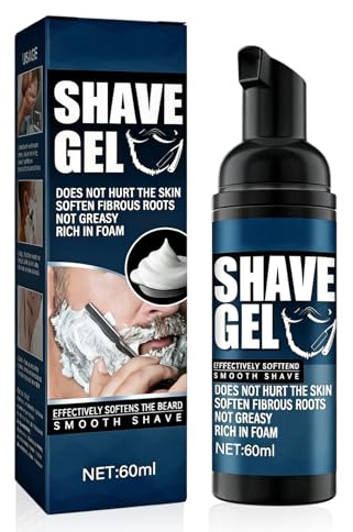 Schiuma da barba per uomo, 60 ml, balsamo per barba, texture trasparente per una rasatura precisa, la ricca schiuma ammorbidisce le radici dei peli senza irritare la pelle.