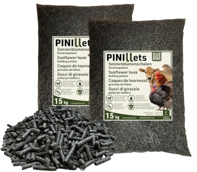 PINI Solrosskålar pellets 30 kg ströpellets strö | naturligt strö absorberande damm låg allergivänlig effektiv luktbindning