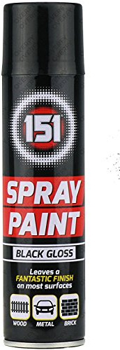 151 Black Gloss Multi-Purpose Aerosol Spray Paint 250ml (1 Pack)