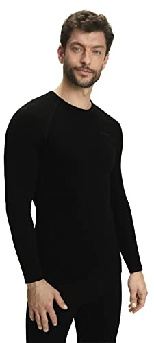 FALKE Men's Maximum Warm Round Neck M L/s Sh Functional Yarn Quick Dry 1 Piece Base Layer Top, Black 3000, L