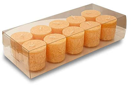 ONE GOODLIFE | Duftkerzen Geschenkset - Kerzen Set als Geschenk | 10 Stück Wachskerzen aus Stearin - Farbe hell-Orange | Aroma-Kerzen zu Weihnachten oder für die Aromatherapie | (Mango-Guave)