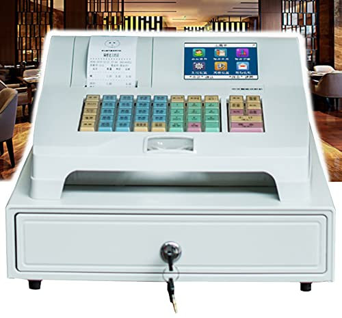ROGHA Elektronisches Kassensystem mit 48 Tasten, 8 Digitaler LED-Anzeige, Kassensystem für den Einzelhandel und Kassenschublade, Registrierkasse für kleine Unternehmen
