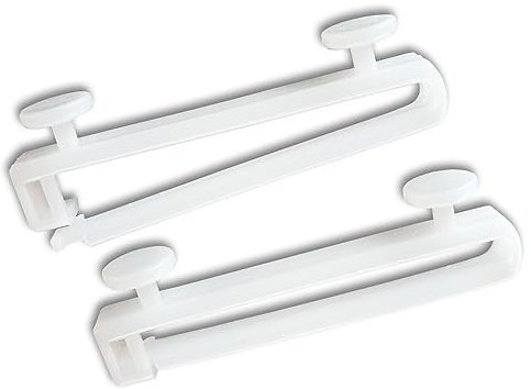 Dekohaken24 - Schlaufengleiter für Vorhänge, Gardinen, Seitenschals, Schiebegardinen mit 5cm Schlaufen, Vorhanggleiter, Schlaufenhaken (mit verschließbarem Haken, 10 Stück)
