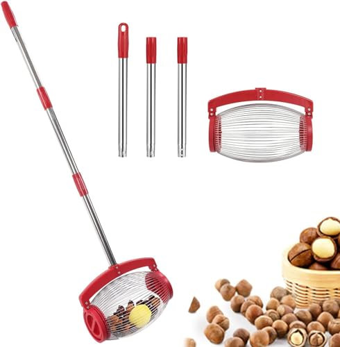 BYLUM Nut Gatherer, Long Handle Nut Collector Tool Pecan Gatherer Rolling Nut Harvester Pecan Picker Garden Walnut Gatherer Pecan Harvester Fruit Picker Chestnut Golf Picker Collector(Rotation Cover)
