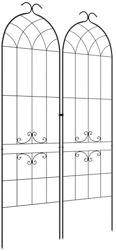 Outsunny Lot de 2 Treillis de Jardin, Support pour Plantes grimpantes en métal, 50L x 181H cm, Noir