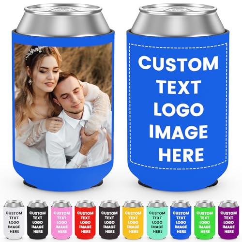 Enfriador de Latas Personalizado a Granel - Paquete de 30 Mangas Plegables de Neopreno de 12 Onzas, Aisladas Con Logotipo/Imagen/Texto
