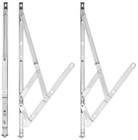 UNGFEI 3 st 40 cm sidohängt fönstergångjärn, 17 mm stapel UPVC universellt fönstergångjärn, 304 rostfritt stål fönsterfriktionsgångjärn, dubbelglaserande fönstergångjärn för stannar fönster (410 mm)