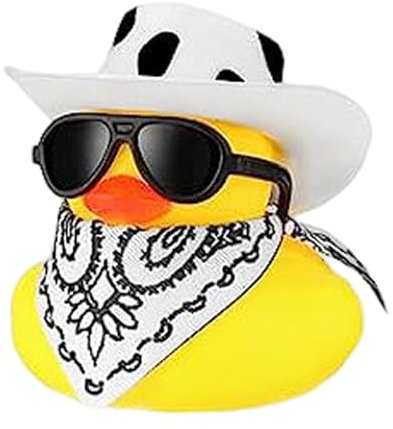 Rubber Duck With Cowboy Hat, Funny Rubber Duck For Bath, Yellow Duck Car Dashboard Decorations, Squeaky Duck Bath Toy With Hat, Car Ornaments For Dashboard, Goody Bag Fillers