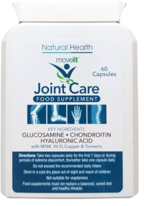 Moveit Joint Care Supplement – 60 Capsules | Glucosamine, Chondroitin, MSM, Turmeric, Hyaluronic Acid, Vitamin D & Copper | Bone & Muscle Support for Mobility, Flexibility & Comfort - 2 Month Supply