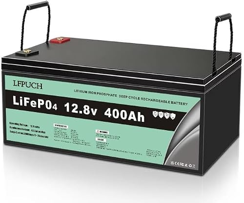 Leisure batteri，Lifepo4-batteri 12V(12.8V) 400AH litiumjärnfosfatbatteri, 5000 cyklers livslängd, inbyggt BMS, lämpligt för solenergisystem, reservströmförsörjning etc.