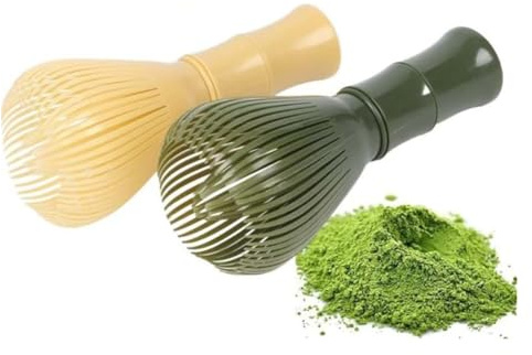 Lonrtesw 2 Piezas PP Resina Matcha Batidor Chasen Cepillo Herramientas para Matcha Té Verde en Polvo Reutilizable Batidor de Polvo Preparar
