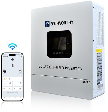 ECO-WORTHY 48V 5000W Hybrid Wechselrichter 48V 5kW Reiner Sinus+ MPPT 100A Solarladeregler DC to 220V/230V AC Solar Wechselrichter für Wohnmobil Haushalt komplett Solaranlage