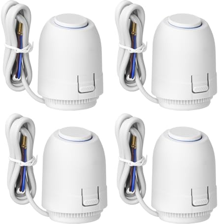 TRWUDRFA 4x Stellantrieb Fussbodenheizung 230V - Thermot Stellmotor M30x1,5 NC (stromlos geschlossen) - Thermischer Stellantrieb VA80 für Fußbodenheizung, Ventil für nahezu jeden Heizkreisverteiler