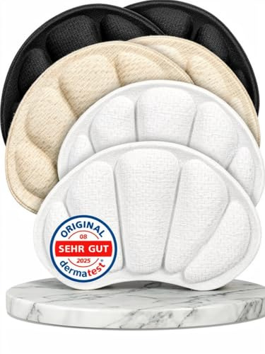 OEKO-TEX® Hälkuddar skor grå mot bubblor och glid – Memory Foam hälskydd för stora skor (3 par beige/vit/svart) – universellt för alla skofärger (3 par beige/vit/svart)