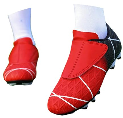 Generisch Botas de fútbol para niños y niñas, zapatos de fútbol para exteriores, antideslizantes, zapatillas de entrenamiento unisex, 28 38, rojo, 35 EU