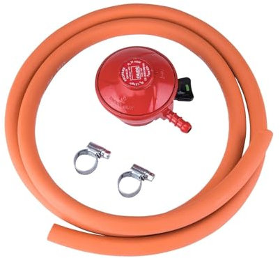 Fire Mountain 27mm Clip On Gas Regulator Propane For Gas Bottle - Clip on Connector, Hose Included, 37mb, Propane Gas Regulator, Use with Gas Barbecues, Patio Heaters and Fire Pits
