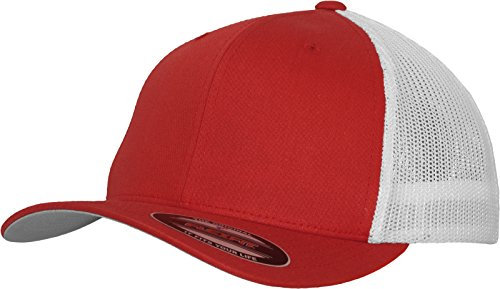 Flexfit Mesh Trucker 2-tone, Headphones Hombre, Multicolor (rojo/blanco), L-XL