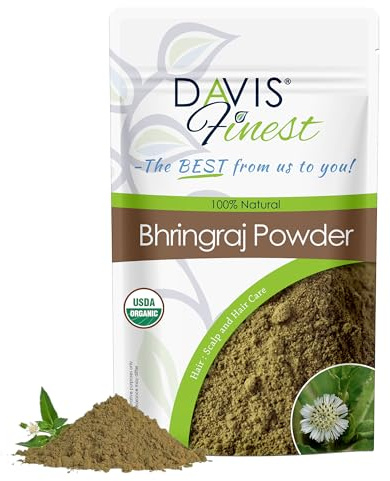 Davis Finest Organic Bhringraj Powder 250 g, rein & natürlich, ayurvedisch, chemiefrei, Haarmaske, dünner werdendes Haar, fördert das Haarwachstum