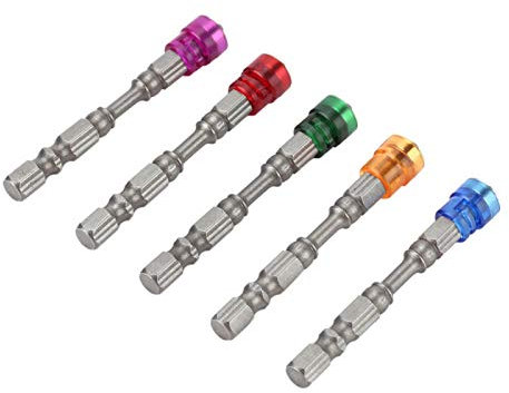Drywall Screwdriver Bits, Akozon 5Pcs S2 Steel Magnetic Cross Head PH2 Screwdriver Bits Set Magnetic Drywall Bit Holder for Drywall Screws 1/4inch Shank(Mix Color)