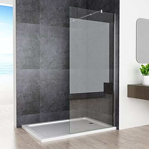 MIQU Duschabtrennung Walk in Dusche 120x195 cm Duschtrennwand aus 8mm NANO Echtglas Klarglas mit Stabilisator 70-120cm