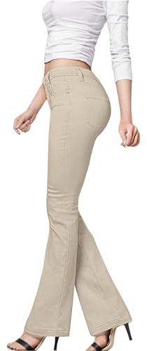 Hybrid & Company Womens Hyper Ultra Stretch Comfy Boot Cut Leg Flare Work Casual Pants P44879BL Stone XL