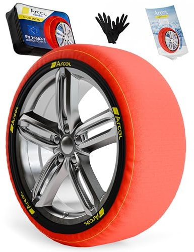 ARCOL Textilschneekette EN 16662-1 Homologiert - Zwei Textil Schneeketten Snow Sock Größe XXL für R15 - R23 (Reifengröße innen detalliert angegeben) (Control, XXL)