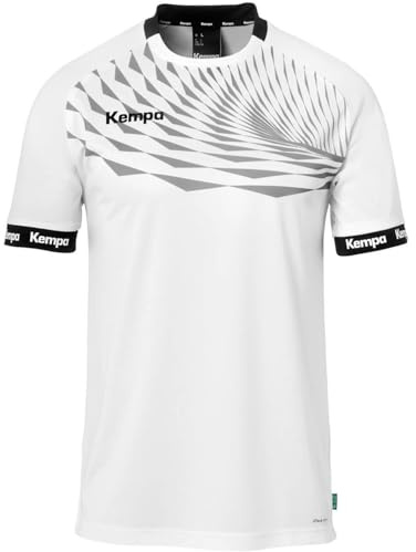 Kempa Garçon Wave 26 Tee Shirt De Sport À Manches Courtes Vetement Fonctionnel Handball Gym Jogging Running Maillot, Blanc/Gris, 152 EU